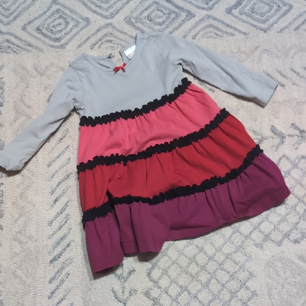 Hanna Andersson Gray and Pink Ruffled Tiered Sundress